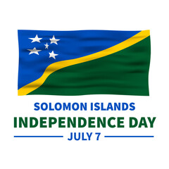 Solomon Islands Independence Day typography poster. National holiday celebrate on July 7. Vector template for greeting card, banner, flyer, sticker, postcard, etc