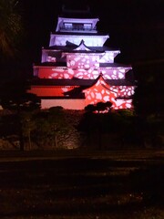 Aizu Castle in Japan with projection mapping