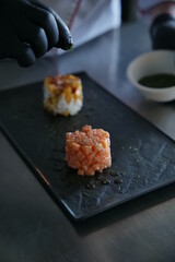 chef preraring meat beef in retaurant