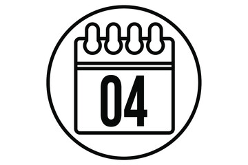 Day 4. Simple calendar vector for day 4. Calendar page with circle on white background.