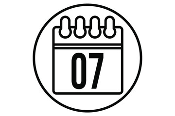 Day 7. Simple calendar vector for day 7. Calendar page with circle on white background.