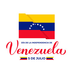 Venezuela Independence Day typography poster in Spanish. National holiday on July 5. Vector template for banner, greeting card, flyer, etc