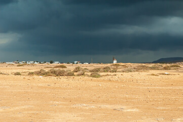 Storm in desert landscape