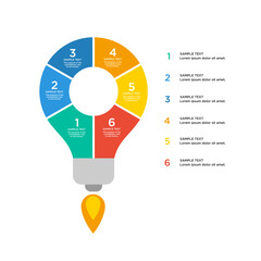 flat bulb light with circle infographic vector template design