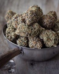 Cannabis buds dried with orange pistils 