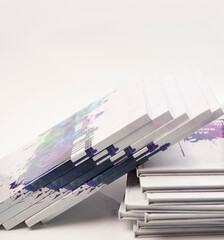 a stack of photo books