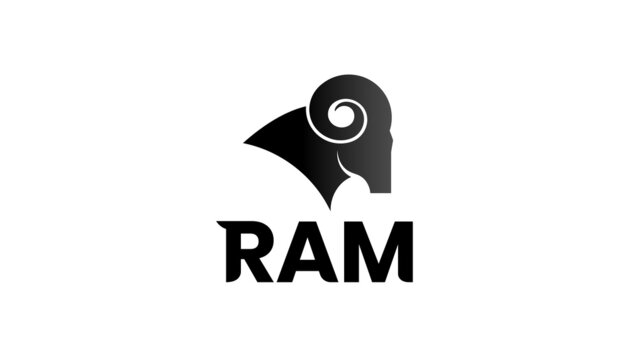 creative abstract ram horn Sheep bighorn head attack logo vector symbol
