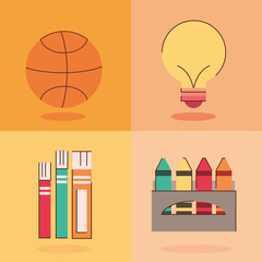 Obraz premium school supplies cartoon
