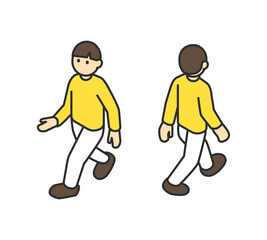 アイソメの子どもの全身イラスト素材