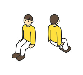 アイソメの子どもの全身イラスト素材