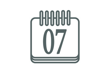 Day 7 calendar icon. Calendar page marking day of month.