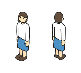 アイソメの子どもの全身イラスト素材