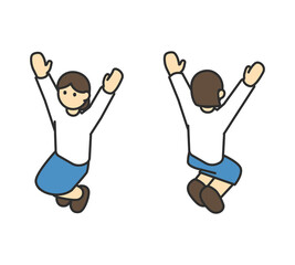 アイソメの子どもの全身イラスト素材