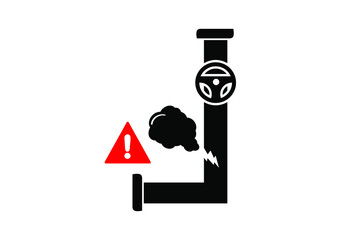 Gas leak pipe icon. Gas leak symbol. Vector illustration.  