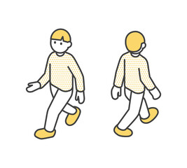 アイソメの子どもの全身イラスト素材