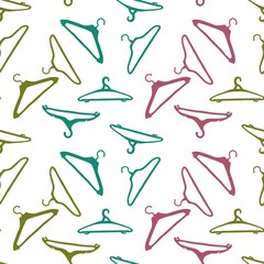Cartoon seamless clothes hangers pattern for fabrics and wrapping paper and packaging and notebooks and shops and kids