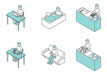 アイソメの家事や生活のイメージイラスト素材 © こんざい