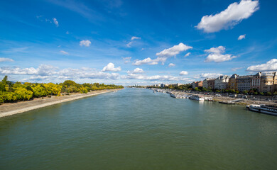 Fototapeta na wymiar View of River Danube in Budapest city, Hungary
