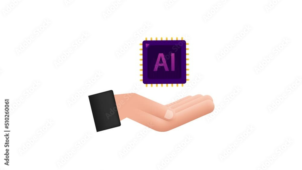 Aufkleber artificial intelligence landing page. ai icon with hands. website template for deep learning concept