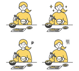 食事をする女性のイラスト素材