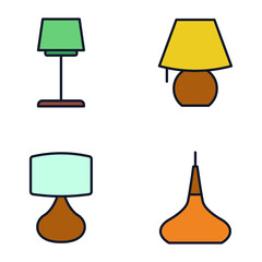 Lighting and Lamps set icon symbol template for graphic and web design collection logo vector illustration