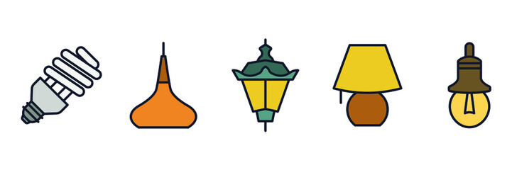 Lighting and Lamps set icon symbol template for graphic and web design collection logo vector illustration