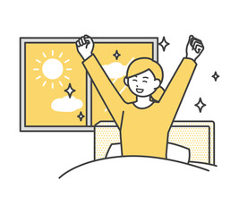 起床する女性のイラスト素材