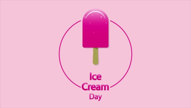 Ice cream day banner, art video illustration.