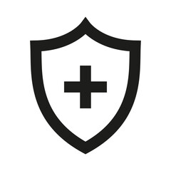 Vector Medical Shield or Protection security medicine Icon. Health cross medical symbol.