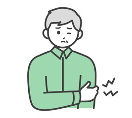 筋肉痛になっている高齢男性のイラスト素材