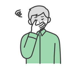 吐き気を催す高齢男性のイラスト素材