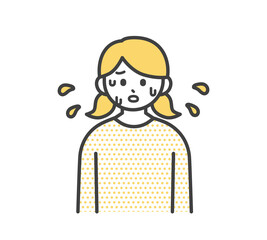 大量の汗をかく女の子のイラスト素材