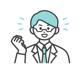 医療従事者の表情とジェスチャーのイラスト素材