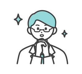 医療従事者の表情とジェスチャーのイラスト素材