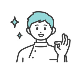 医療従事者の表情とジェスチャーのイラスト素材