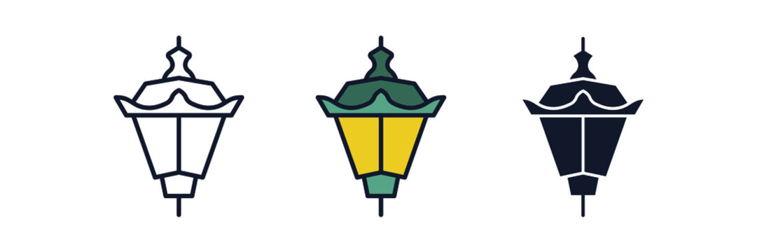 street lamp icon symbol template for graphic and web design collection logo vector illustration