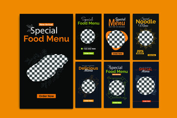 food social media stories template design