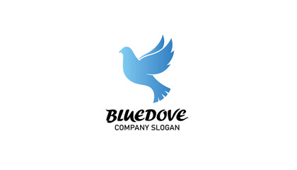 Creative Flying Blue Pigeon Dove Bird Vector Logo Design Symbol Icon Illustration