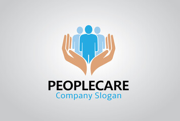 Obraz premium Three Character Care Holding Hands Vector Logo Design Symbol Icon Illustration