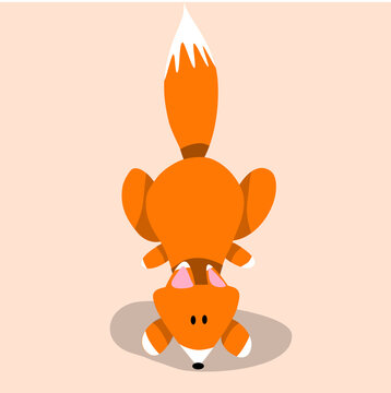 Simple fox icon, stylization. Red fox in a jump, cute picture for a logo or a children's book. 
