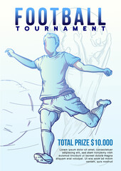 soccer or foot ball tournament announcement template. futsal hand drawn player vector illustration 