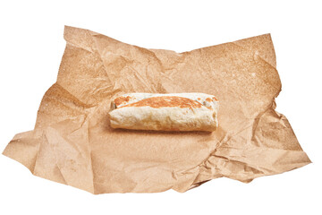  One mexican burrito over white isolated background