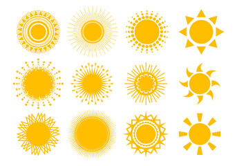 Sun icons. Elements for design. Vector illustration - obrazy, fototapety, plakaty