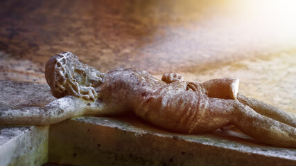 run down Jesus Christ at a cross marble symbol