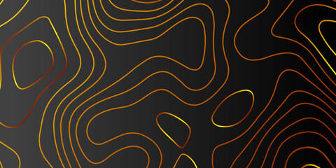 Abstract topographic contours map on concept of a conditional geography. Papercut black luxury background abstract background vector gold elements, topography map concept. Vector illustration.
