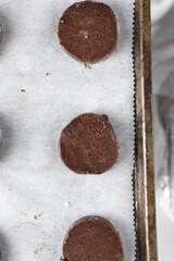 Chocolate palet breton cookies, chocolate sable cookies, french chocolate butter cookies, raw palet...