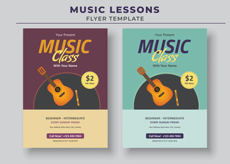 Music Lessons Flyer Template, Piano Lessons Poster, Music Class Poster, Guitar Lessons Poster