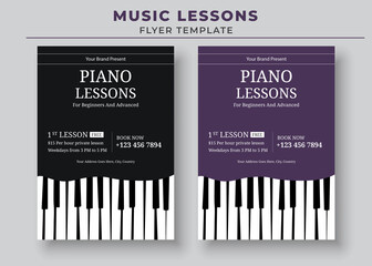 Music Lessons Flyer Template, Piano Lessons Poster, Music Class Poster, Guitar Lessons Poster
