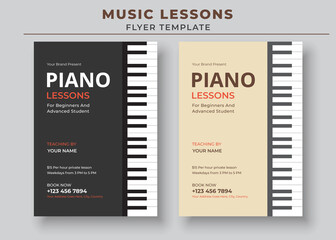 Music Lessons Flyer Template, Piano Lessons Poster, Music Class Poster, Guitar Lessons Poster © Gentle Graphix