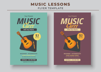 Music Lessons Flyer Template, Piano Lessons Poster, Music Class Poster, Guitar Lessons Poster